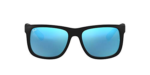 RAY-BAN FRAME-MATTE RUBBER BLACK BLUE MIRROR LENSES 622/55 - Scratch & Dent