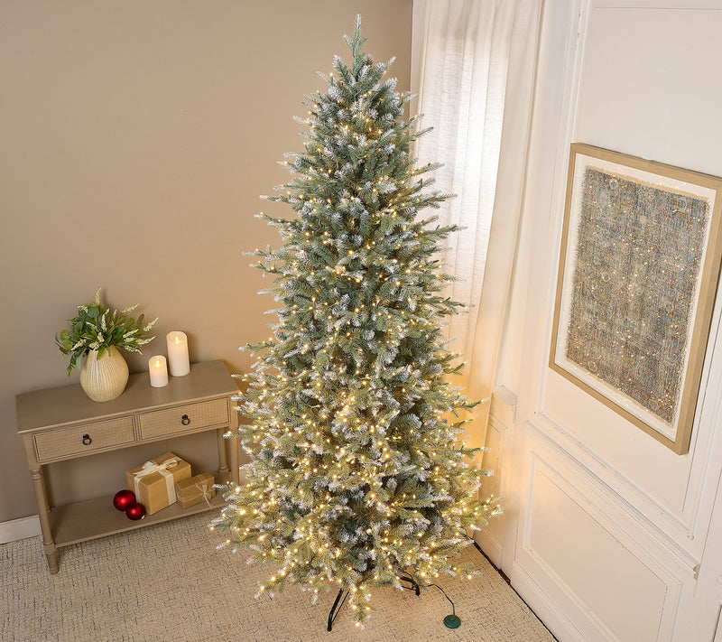 BETHLEHEM LIGHTS 8.5' MICRO LED TREE W/ 4-IN-1 LEDS - SNOW SPRUCE - Like New