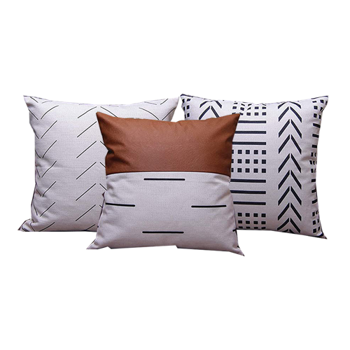 EFOLKI BOHO THROW PILLOW COVERS 18X18 SET OF 3 - WHITE/BROWN/BLACK - Brand New