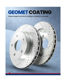 KAX FRONT BRAKE KIT, DRILLED AND SLOTTED BRAKE ROTORS, CERAMIC BRAKE PADS - Brand New