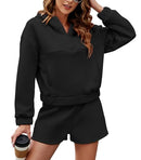 FKEEP WOMENS 2 PIECE SWEATSUIT OUTFITS HALF ZIP HOODIE SWEAT MATCHING SET - XL - Like New