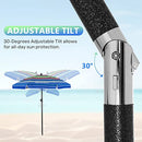 Brace Master 8.5ft Beach Umbrella - BlueRed Stripe with Table,8.5ft - Like New
