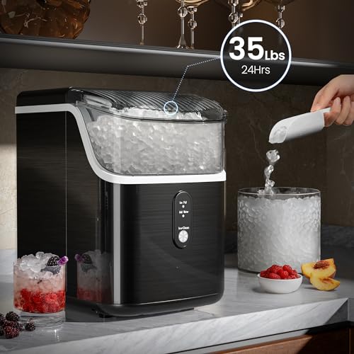 Kismile Nugget Ice Makers Countertop,Portable Ice Maker Machine with Crushed Ice - Like New