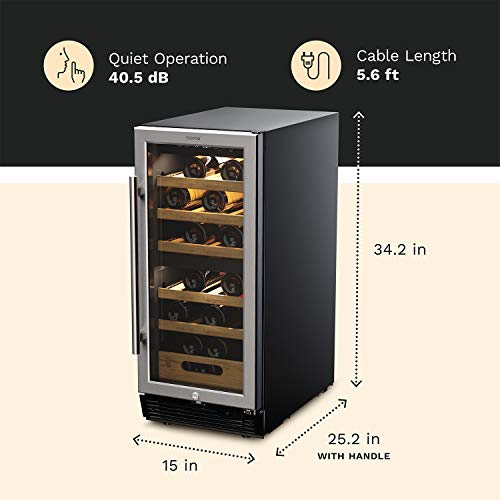 HOMELABS 25 BOTTLES HIGH-END WINE COOLER STANDALONE DUAL-ZONE MINI - BLACK - Like New