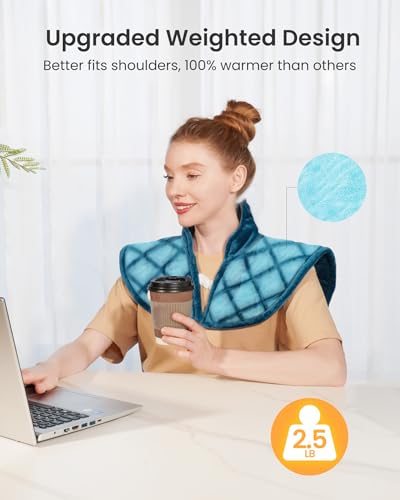 KOONIE WEIGHTED HEATING PAD FOR NECK SHOULDERS BACK, 2.5LB JBFRD301-19X22 - BLUE - Like New