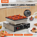 VEVOR DUTCH PANCAKE MAKER, 9PCS 76MM DIAMETER DORAYAKI BAKER MACHINE - SILVER - Like New