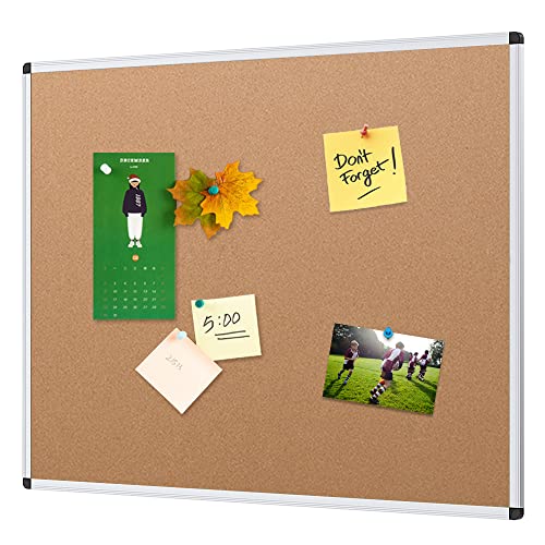 VIZ-PRO CORK NOTICE BOARD 36"X24" - SILVER ALUMINIUM FRAME - - Scratch & Dent