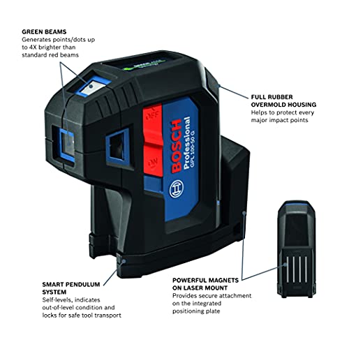 BOSCH GPL100-50G GREEN-BEAM SELF-LEVELING ALIGNMENT LASER - BLACK/BLUE - Like New