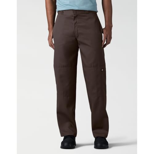 DICKIES MEN'S LOOSE FIT DOUBLE KNEE WORK PANTS SIZE 34X32 DARK BROWN - Brand New
