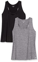 AMAZON ESSENTIALS WOMEN XS BLACK/DARK GRAY SPACE DYE (Set of 2) Tank Top - Brand New