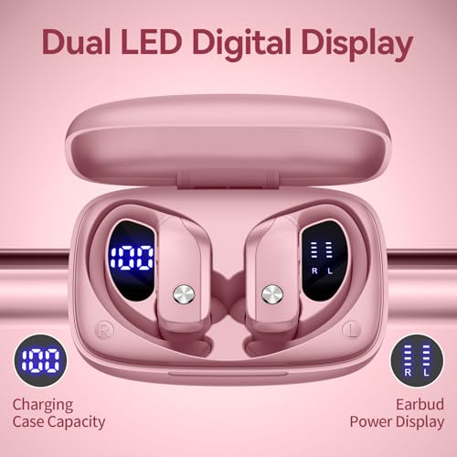 BMANI WIRELESS EARBUDS BLUETOOTH HEADPHONES 48HRS PLAY BACK SPORT - PINK - Like New