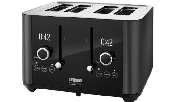 BELLA PRO SERIES - 4-SLICE DIGITAL TOUCHSCREEN TOASTER - BLACK/STAINLESS STEEL - Like New