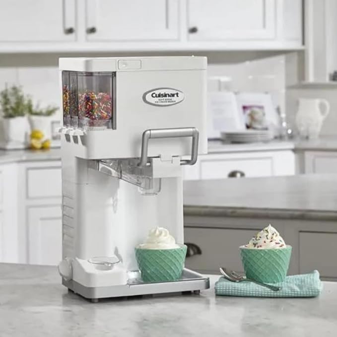 Cuisinart Ice Cream Maker Machine 1.5 Quart Soft Serve Yogurt ICE-45P1 - White Like New