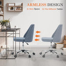 Armless Office Chair with Wheels, Adjustable Lumbar Support (Blue) - Brand New