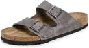 BIRKENSTOCK ARIZONA SOFT FOOTBED UNISEX SANDALS SIZE: MEN 7 - IRON OILED LEATHER - Like New