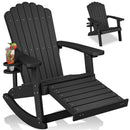 ZHUSI Adirondack Rocking Chair Outdoor Retractable Ottoman, 1PC BLACK - Like New