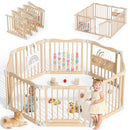 Foldable Wooden Playpen, Adjustable Wood Baby Play Yard - Scratch & Dent