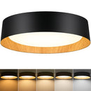 BrightHome 16in Flush Mount Ceiling Light, 3000LM 30W(300W Equiv) - BLACK | WOOD - Like New