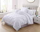 Chezmoi Collection Sydney 6-Piece Pinch Pleat Comforter Set - Twin, White - Like New