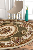 Well Woven Timeless Collection Le Petit Palais Green 5' Round Oriental Area Rug - Brand New