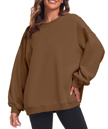 FKEEP OVERSIZED SWEATSHIRT FOR WOMEN CREW NECK SWEATSHIRT CASUAL - BROWN - M - Like New