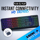 KLIM CHROMA WIRELESS KEYBOARD – GAMING RECHARGEABLE KEYBOARD DURABLE - BLACK - Like New