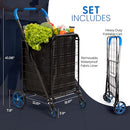SereneLife Large Folding Utility Shopping Cart with Removable Liner - Blue - Like New