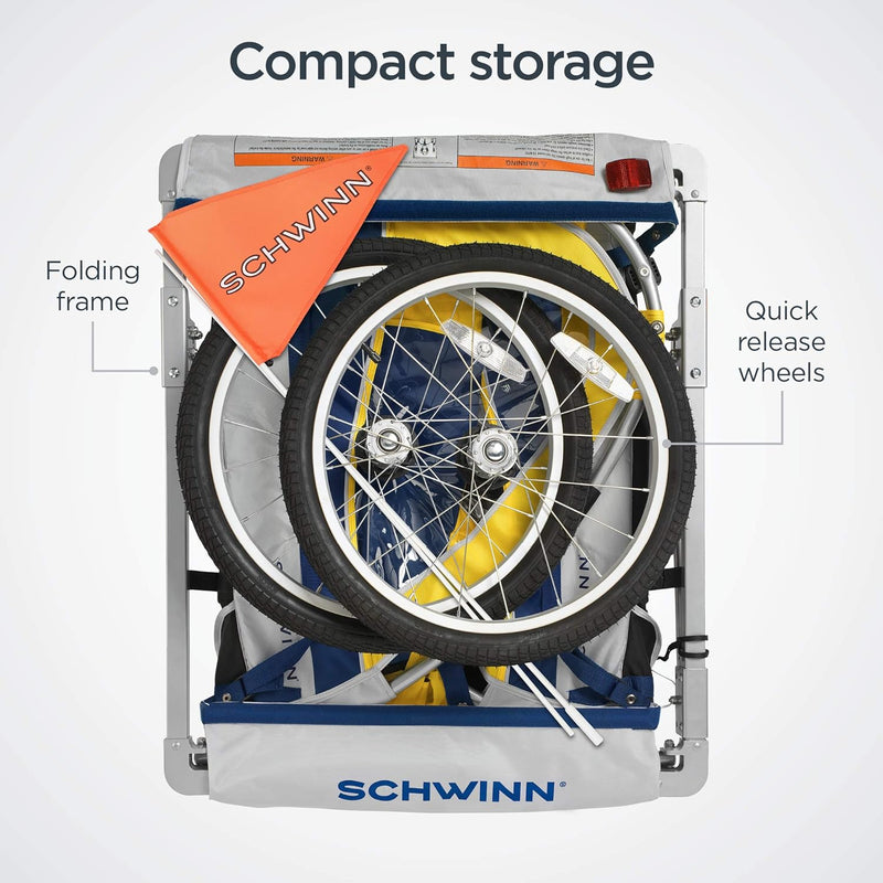 Schwinn 13-SC677AZ Echo Double Bike Trailer 16-20-inch Wheels - Yellow Like New