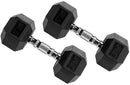 FITVIDS Premium Rubber Encased Hex Dumbbell, 25LB Pair - BLACK - Like New