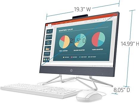 HP All-in-One Desktop Computer 21.5" FHD G5900T 4GB 256GB SSD 22-DF0013W - BLUE - Like New