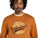 TB0A5MAJ Timberland Men's Brand Carrier Graphic Crew Leather Brown L - Brand New