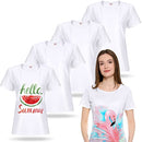JENPEN 5 PIECES WOMEN SUBLIMATION BLANK T-SHIRT BASIC WHITE POLYESTER X-LARGE - Brand New