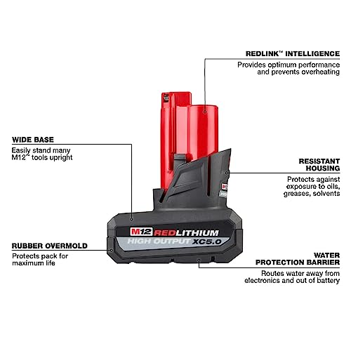 MILWAUKEE ELECTRIC TOOL M12 RED LITHIUM HIGH OUTPUT 48-11-2450 - RED - Brand New