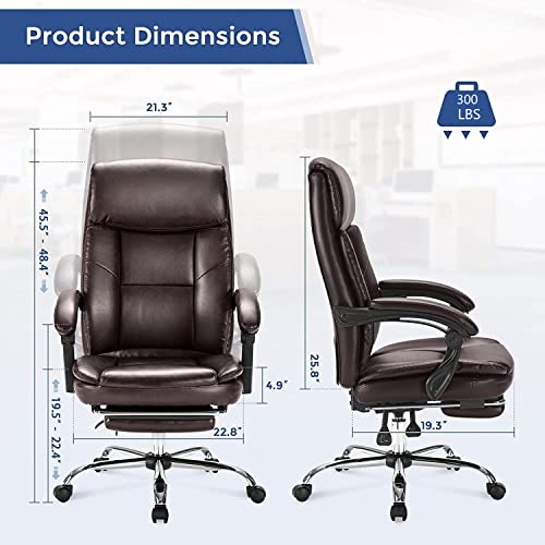 ZUNMOS EXECUTIVE OFFICE CHAIR ERGONOMIC BIG TALL LEATHER SWIVEL - BROWN - Like New