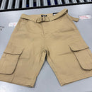 GALAXY BY HARVIC MEN'S RIPSTOP CARGO SHORTS WITH BELT - SIZE: 30 - KHAKI - Brand New