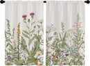 OPEODDIE GREEN BOTANICAL KITCHEN CURTAINS TREATMENT TIERS DRAPES 2 PANELS SET 36 - Like New