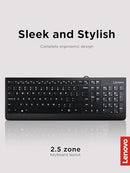 LENOVO 300 USB KEYBOARD WIRED ADJUSTABLE TILT ERGONOMIC WINDOWS 7/8/10 BLACK - Like New