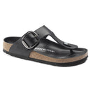 BIRKENSTOCK MEN'S GIZEH BIG BUCKLE SANDAL NARROW MEN 10N SILVER BUCKLE - BLACK - Like New