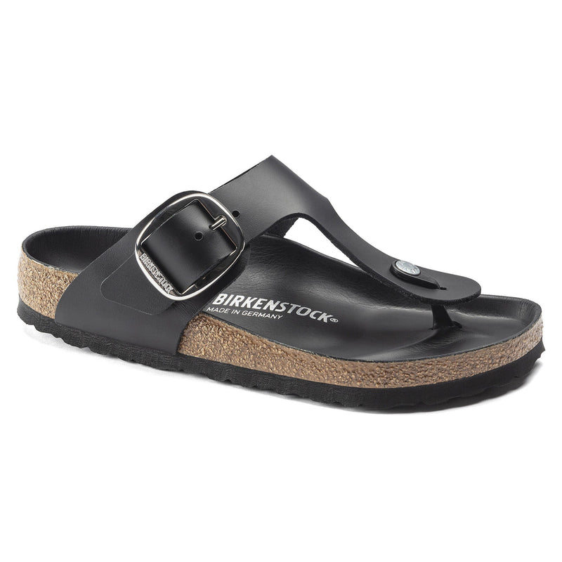 BIRKENSTOCK MEN'S GIZEH BIG BUCKLE SANDAL NARROW MEN 10N SILVER BUCKLE - BLACK - Like New