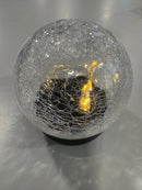 GENERIC SOLAR GARDEN LIGHTS OUTDOOR WATERPROOF CRACKED GLASS BALL - WARM WHITE - Like New