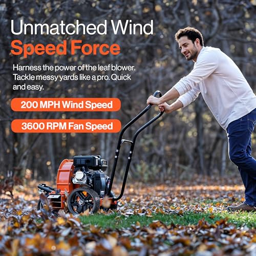 SuperHandy Walk Behind Leaf Blower Wheeled Manual-Propelled, 7HP 209cc, 4 Stroke - Like New