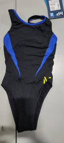 MICHAEL PHELPS SPLICE MID BACK SWIMSUIT - SIZE: WOMEN 26 - BLACK/ROYAL BLUE - Brand New