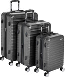 AMAZON BASICS 3 PIECE SET HARDSIDE SPINNER LUGGAGE WITH BUILT-IN TSA - BLACK - Like New