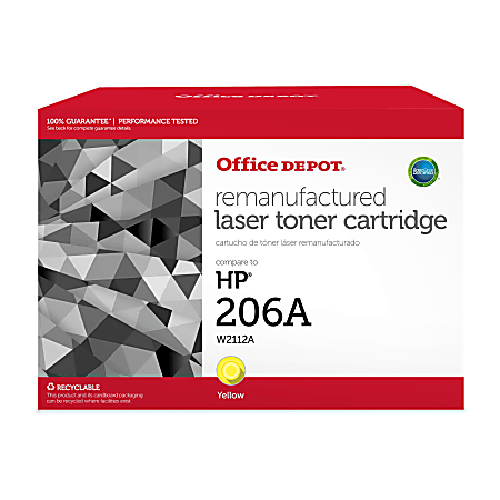 OFFICE DEPOT  YELLOW TONER CARTRIDGE REPLACEMENT FOR HP 206A, W2112A - YELLOW - Like New