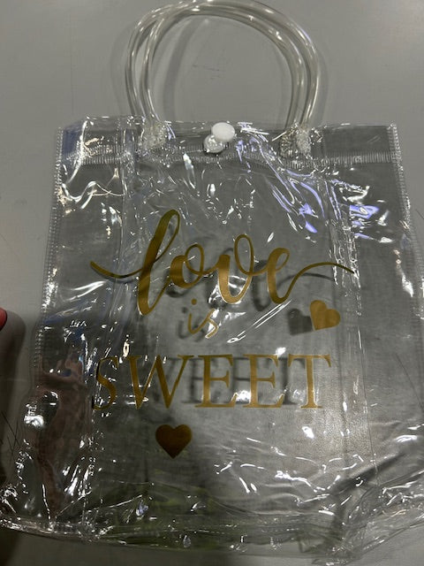 GENERIC 50 PACK CLEAR GIFT FAVOR ELEGANT STYLE BAGS LOVE IS SWEET - CLEAR - Brand New