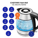 Chefman 1.2L Electric Tea Kettle LED Lights Hot Water Boil-Dry Protection - Brand New