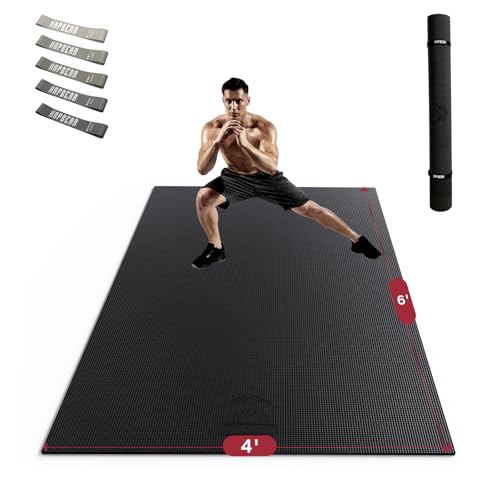 HAPBEAR EXTRA LARGE EXERCISE MAT - 6'X4'X8MM(1/3 INCH) HB-EM03 - BLACK - Like New