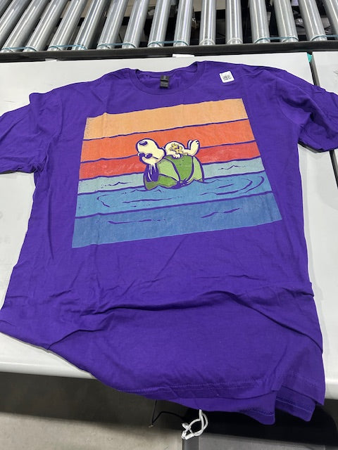 GILDAN XL PURPLE SNOOPY BEACH T SHIRT - SIZE: MEN XL WOMEN XL - PURPLE - Like New
