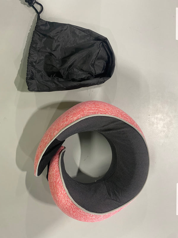 360 SURROUND SUPPORT NECK ADJUSTABLE MEMORY FOAM PINK U-SHAPED TRAVEL PILLOW - Like New