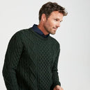 Aran Woollen Mills Eireann Mens Irish Cable Knit Sweater Emerald Green XX-Large - Brand New